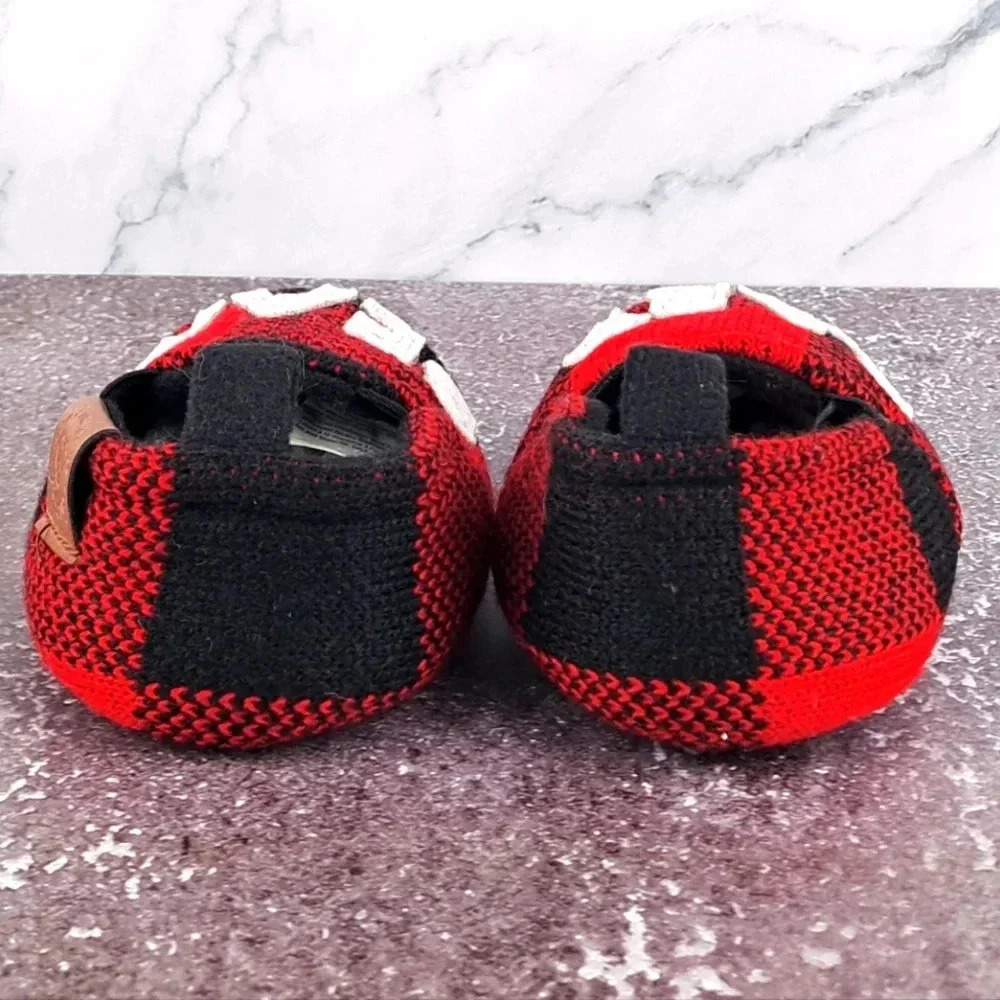 Dearfoams Baby Slippers - BABY BEAR on Buffalo Plaid Black and Red sz 3-6 month - Picture 5 of 7